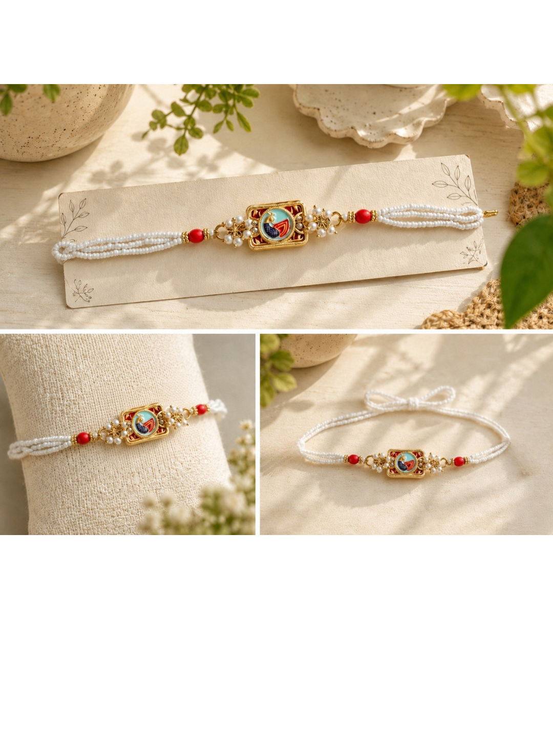Peacock Enamel Bracelet Rakhi