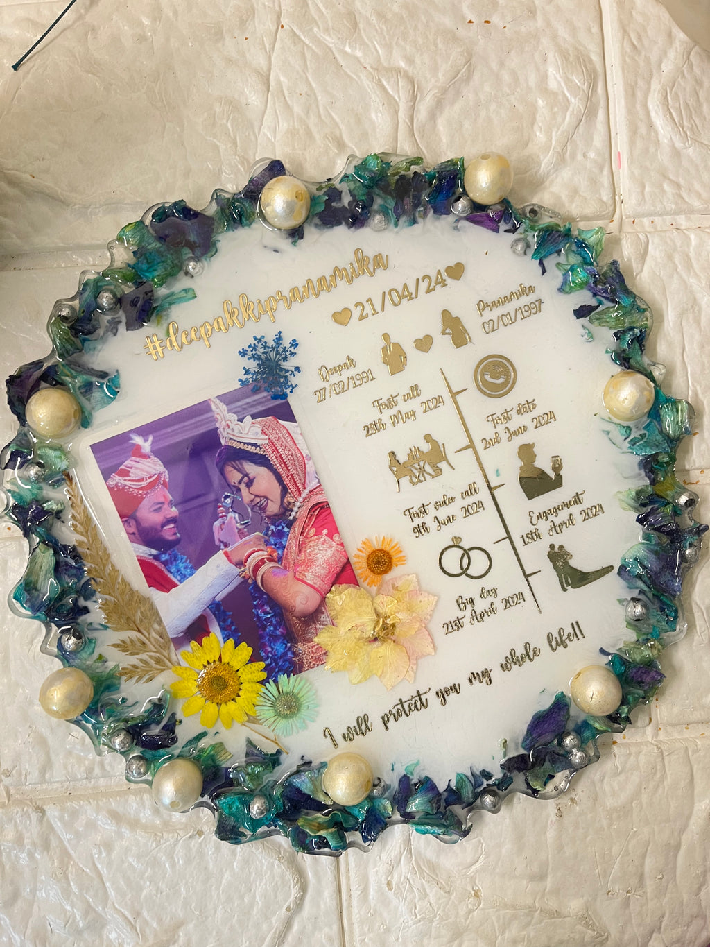 8 inch Couple Journey/Time Resin Frame