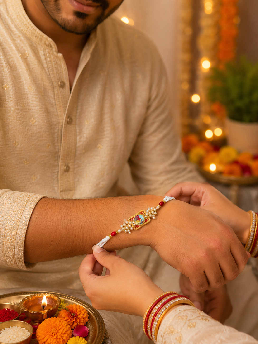 Peacock Enamel Bracelet Rakhi