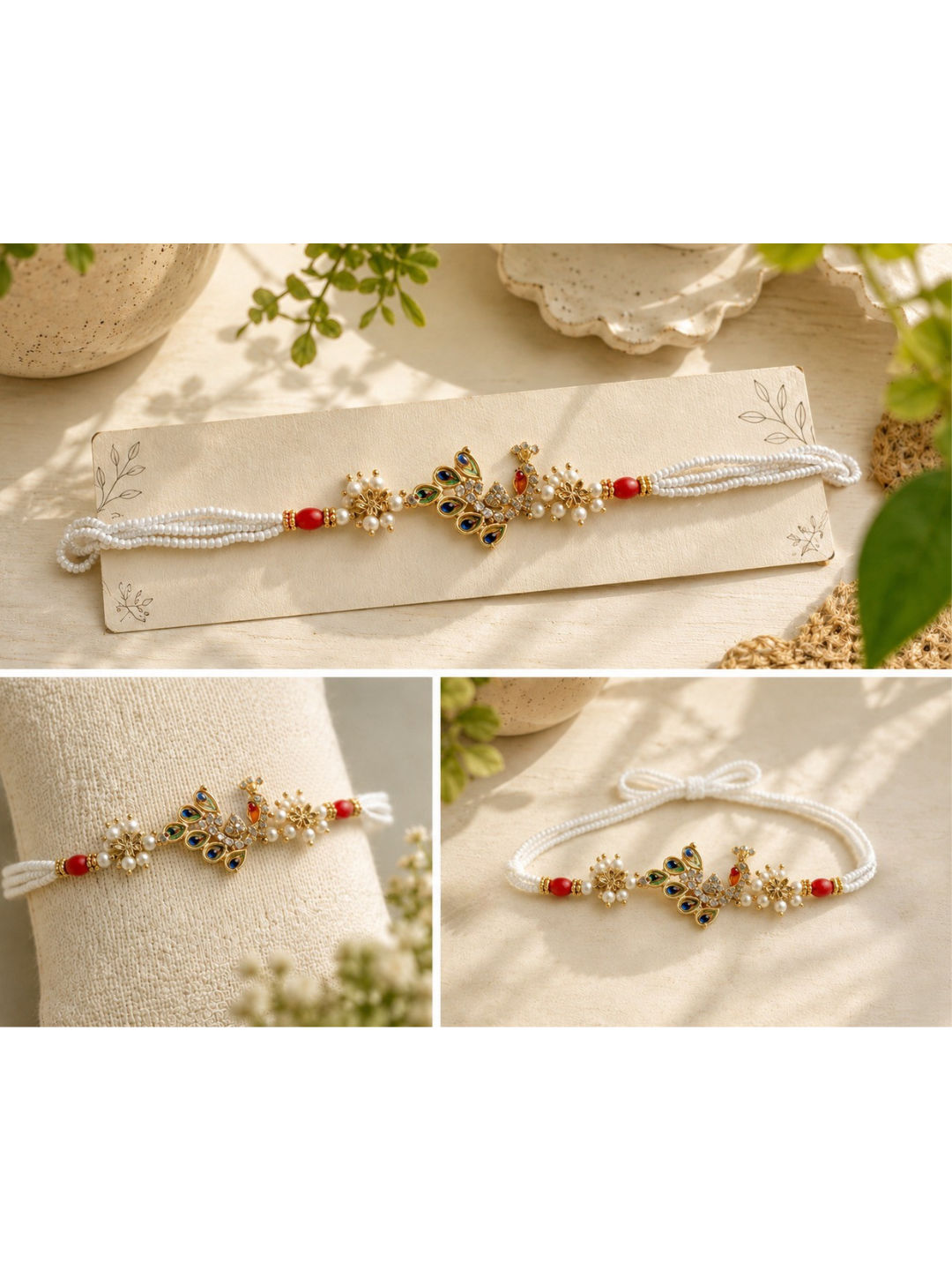 Peacock Charm Bracelet Rakhi