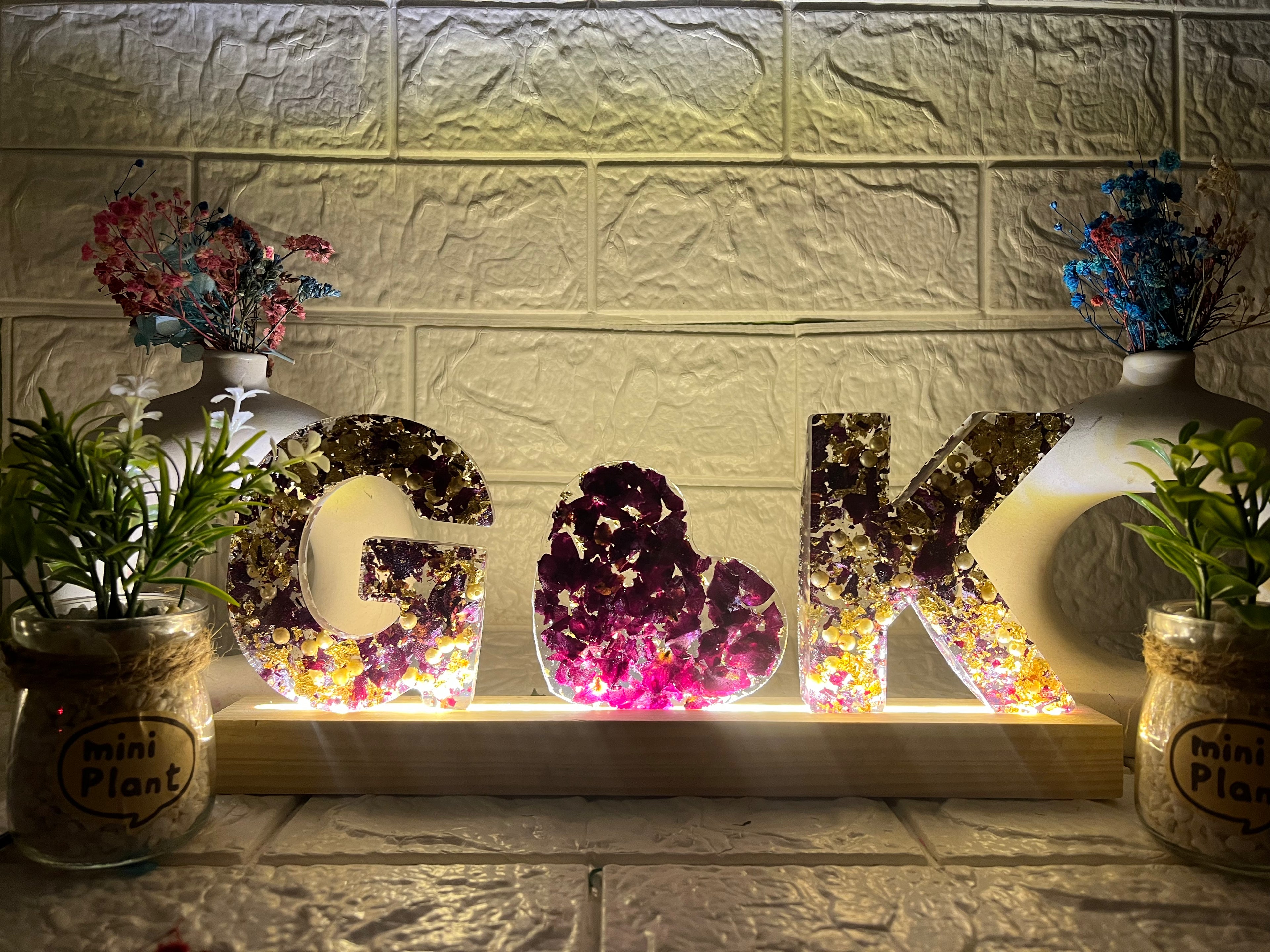 Monogram Lamp (Double Letter w Heart)